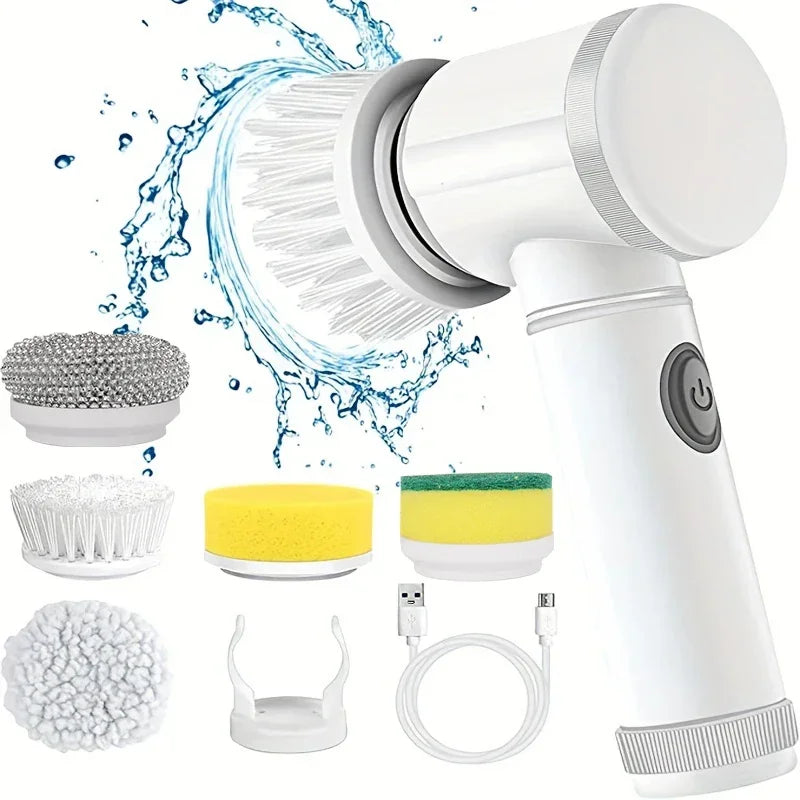 Cordless Electric Spin Scrubber – Rechargeable Bathroom Cleaning Brush with 5 Brush Heads